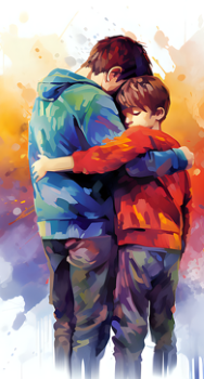 Two brothers showing compassion